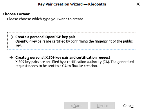 Kleopatra Import PGP